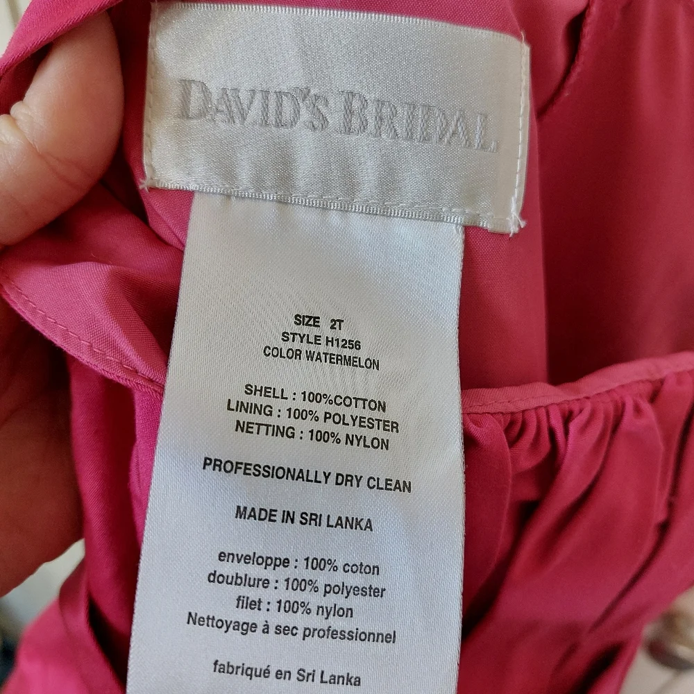 Pink Flowergirl Dress size‎ 2T David's Bridal Watermelon Daddy Daughter Dance - Picture 3 of 3
